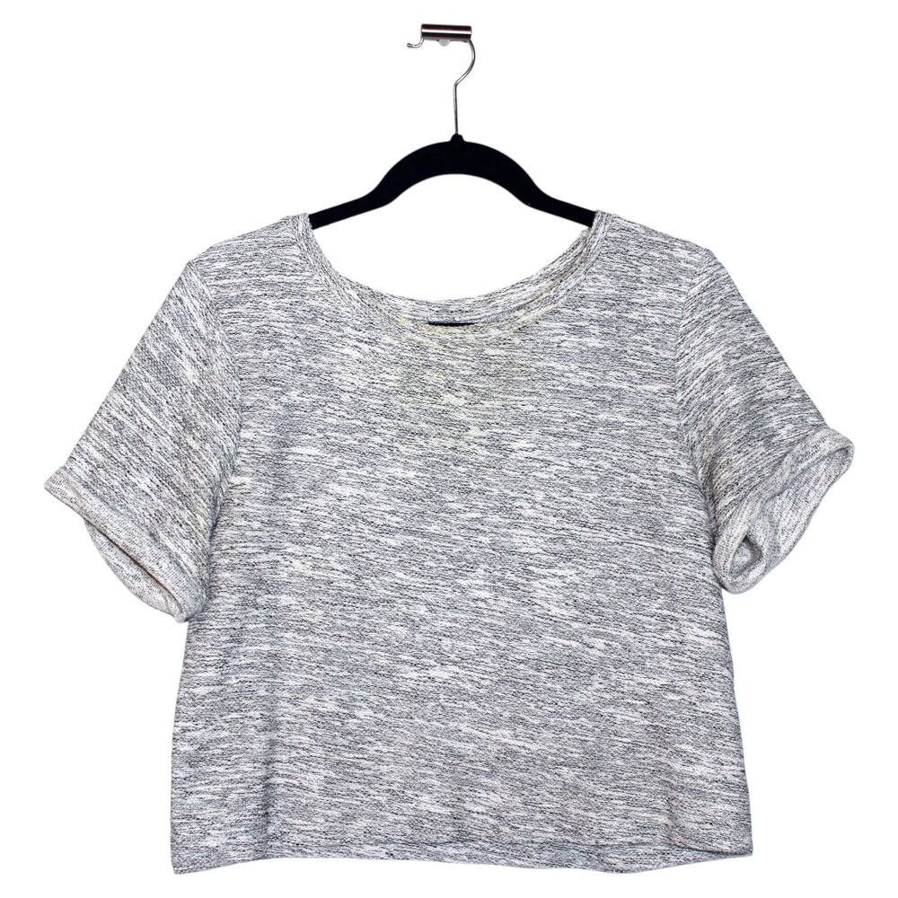 Heathered Grey Crop Top Short Sleeve Size Small